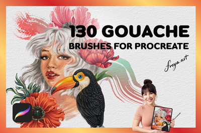 130 Gouache Brushes for Procreate