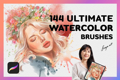144 Ultimate Watercolor Brushes Procreate