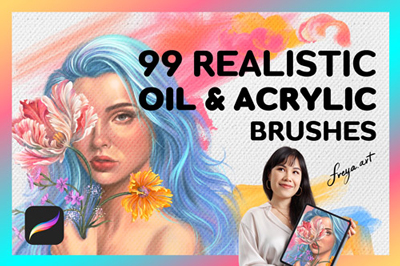 99 Realistic Oil & Acrylic Brushes for Procreate
